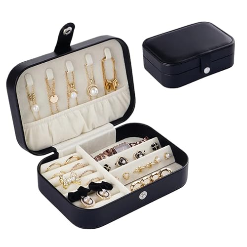 AMEEDA Schmuck Organizer Tragbare Schmuckschatulle Schmuck Organizer Display Reise Schmuck Fall Boxen Knopf Leder Lagerung(Lihgt Green) von AMEEDA