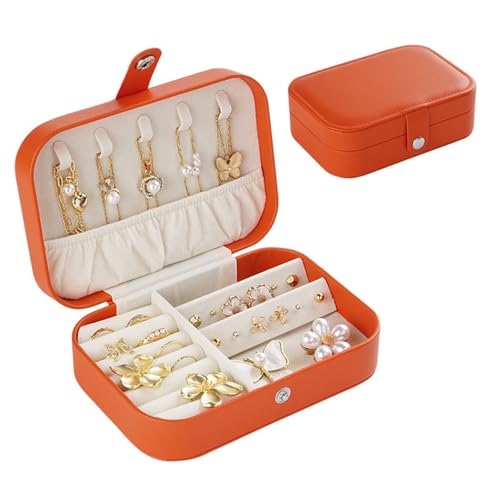 AMEEDA Schmuck Organizer Tragbare Schmuckschatulle Schmuck Organizer Display Reise Schmuck Fall Boxen Knopf Leder Lagerung(Maroon) von AMEEDA