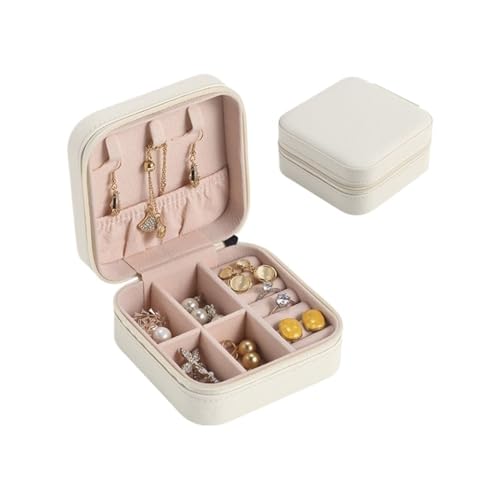 AMEEDA Schmuck Organizer Tragbare Schmuckschatulle Schmuck Organizer Display Reise Schmuck Fall Boxen Knopf Leder Lagerung(Pink) von AMEEDA
