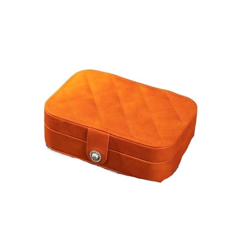 Schmuck Organizer Doppelschichtige Schmuckschatulle, modischer Schmuck-Organizer aus PU-Leder, leicht, luxuriös, for unterwegs, tragbar, Aufbewahrungskoffer for Ohrringe, Halsketten und Ringe(Orange) von AMEEDA