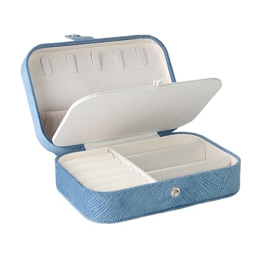 Schmuck Organizer Personalisierte Hochzeitsschmuck-Aufbewahrungsbox, tragbare Reise-Schmuckschatulle, Geschenke for Brautjungfern, Aufbewahrungskoffer for Ohrringe und Halsketten(Blue,Black Text) von AMEEDA