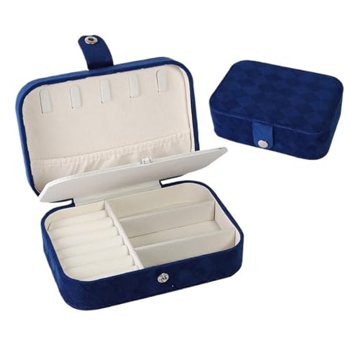 Schmuck Organizer Personalisierte Hochzeitsschmuck-Aufbewahrungsbox, tragbare Reise-Schmuckschatulle, Geschenke for Brautjungfern, Aufbewahrungskoffer for Ohrringe und Halsketten(Blue2,White Text) von AMEEDA