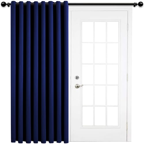 AMEHA Verdunkelungsvorhänge mit Ösen, 168 x 213 cm, wärmeisoliert, marineblaue Vorhänge für Schlafzimmer, Verdunkelung, Geräuschreduzierung, Einzelpaneel + Raffhalter von AMEHA