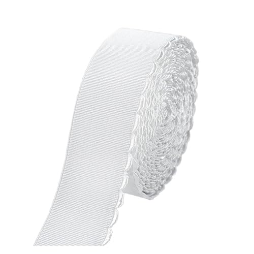 AMENGJ Gummiband Zum Nähen 5/10M 10-50mm Spitze Elastische Bänder Weiche Gummi Band BH Träger Kleid Taille Gürtel Band DIY Nähzubehör(White,5METERS_25MM) von AMENGJ