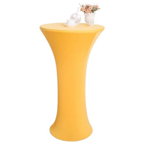 AMENGJ Stretch Stehtisch Husse Rund Tischdecke for Hochzeiten, Spandex-Cocktail, High Bar, Bankett, Hotel, Geburtstagsparty, Show-Dekoration(Gold,70cm Round 110cm H) von AMENGJ