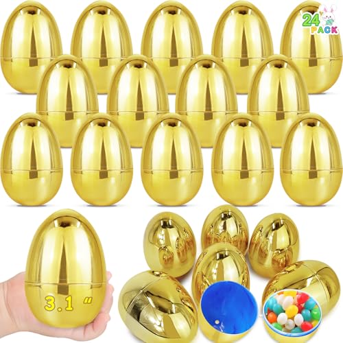 24 Stück 8 cm große goldene Kunststoff-Ostereier-Muscheln perfekt für Überraschungseier Ostersuche, glänzendes metallisches Gold, Ostereierschalen zum Befüllen von Leckereien, Kinderjagd, Spielfüller, 24 Stück 8 cm große goldene Kunststoff-Ostereier-Muscheln perfekt für Überraschungseier Ostersuche, glänzendes metallisches Gold, Ostereierschalen zum Befüllen von Leckereien, Kinderjagd, Spielfüller, von AMENON