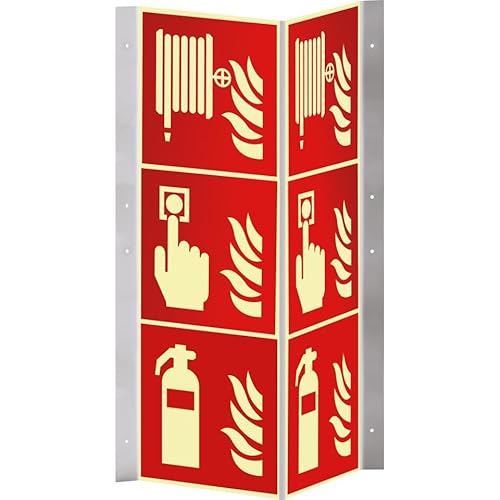 PERMALIGHT Brandschutzzeichen Feuerlöscher, lang nachleuchtend, 3-fach Nasenschild, Format 200x600 mm von AMERICAN PERMALIGHT