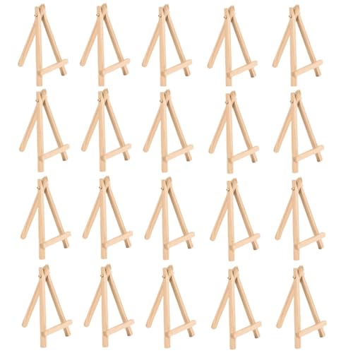 AMFUN 20 Stück Mini Staffelei, Staffelei Klein, Mini Staffelei Holz, Faltbar Holzstaffelei, Fotohalter, Dreieck Staffelei für Malhandwerk Fotoalbum Hochzeit Geburtstag (15 X 8 cm) von AMFUN