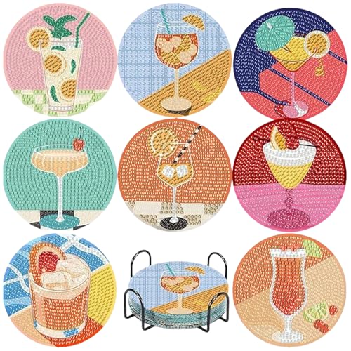 AMFUN 8 Stück Diamond Painting Untersetzer Mit Halter, Cocktail Diamond Painting Untersetzer Bastelset, Diamant Tassenuntersetzer, Geburtstagsgeschenk für Erwachsene Kinder Mädchen AMFUN 8 Stück Diamond Painting Untersetzer Mit Halter, Cocktail Diamond Painting Untersetzer Bastelset, Diamant Tassenuntersetzer, Geburtstagsgeschenk für Erwachsene Kinder Mädchen von AMFUN