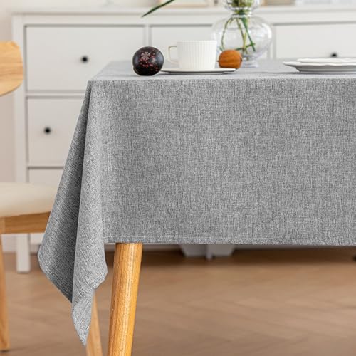 AMFUN Leinendeckeoptik Tischdecke, Tischdecke Abwaschbar, Grau Tischdecken 140x100cm, Abwischbare Tischtuch für Wohnzimmer, Esszimmer, Balkon, Garten von AMFUN
