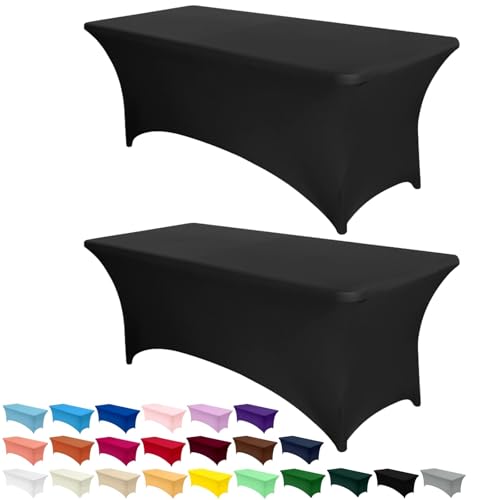 AMFUN Spandex Tischdecke, 2 Stück 6FT Stretch-Tischdecke, Tischdecke Rechteckige Taillierte, Waschbar und Faltenfrei Tischdecke für Outdoor Veranstaltung Hochzeit Bankett von AMFUN