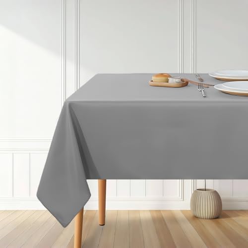 AMFUN Tischdecke aus Polyester, Tischdecke Abwaschbar, Grau Tischdecken 200x140cm, Abwischbare Tischtuch für Wohnzimmer, Esszimmer, Balkon, Garten von AMFUN