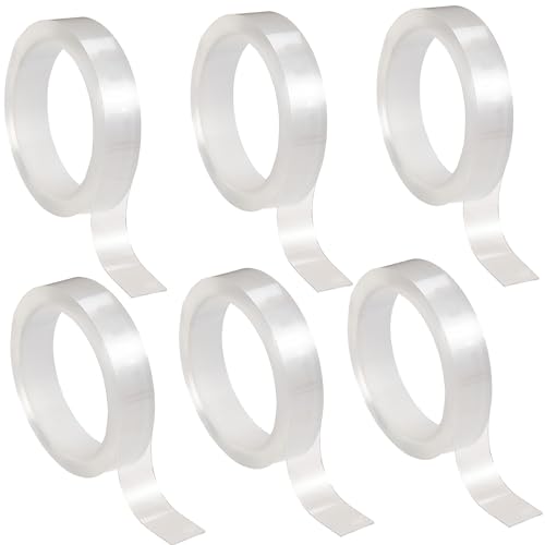 AMIJOUX 6 Stück Transparentes Vorhanggleitband, 1.02 Zoll * 9.84 Fuß Gardinenstangenabdeckung, Selbstklebende Vorhangring-Gleitbänder Für Gardinenstangen-Übergangsabdeckung, Doppelseitige von AMIJOUX