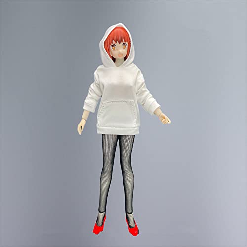 AMITD 1/12 Maßstab Action Figure Clothes,Weibliche Hoodie Sweater Costume Clothes for 6inch Action Figure Körper (White, Damenbekleidung) von AMITD