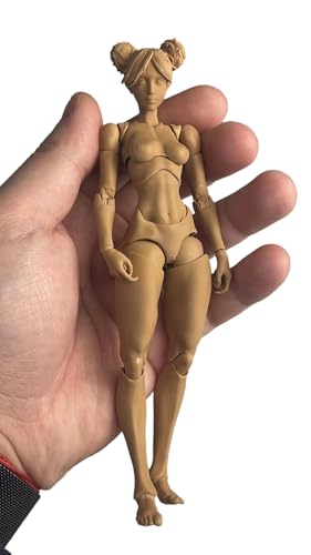 AMITD 1/12 Maßstab FeMännliche Aktionsfigur,6inch Super Flexible Girl Figure Körper Doll with Kopfskulptur&Replaceable Chest Legs Accessory Collection (Black Skin) von AMITD