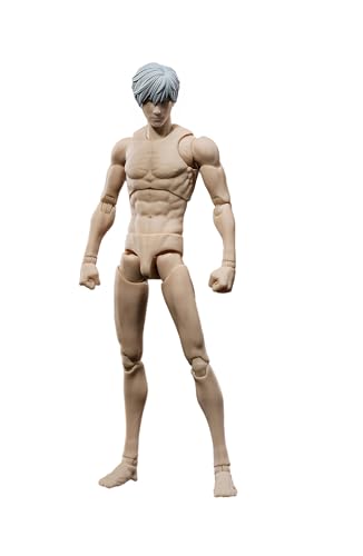 AMITD 1/12 Maßstab Männliche Aktionsfigur, 6 Zoll Flexibler muskulöser schlanker Körper, Kopfskulptur, Ersatzaccessoire, Miniaturpuppe, Sammlung (Blasser Haut) von AMITD