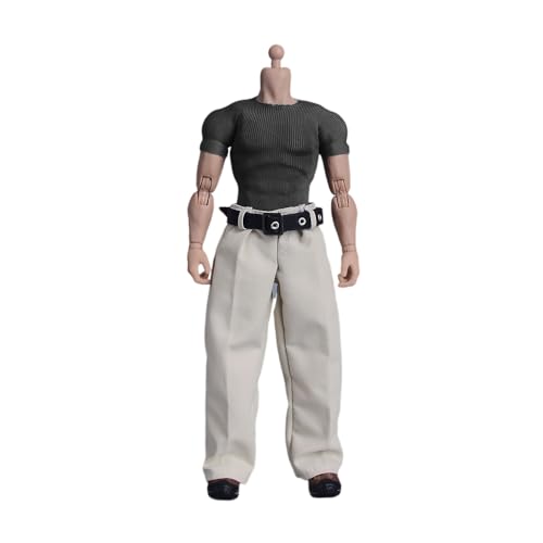 AMITD 1/12 Maßstab Male Clothes,Male Tight Short Sleeves Elastic T-Shirt Top Clothing for 6inch Muscle Soldier Action Figure Körper (Gray) von AMITD