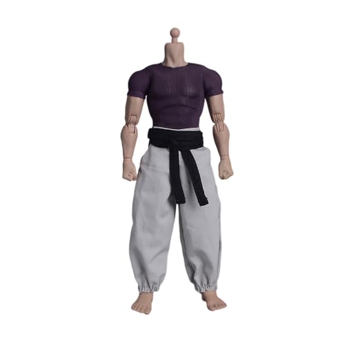 AMITD 1/12 Maßstab Male Clothes,Male Tight Short Sleeves Elastic T-Shirt Top Clothing for 6inch Muscle Soldier Action Figure Körper (Purple) von AMITD