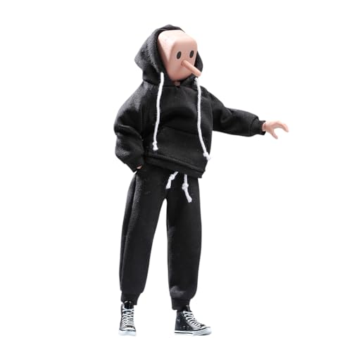 AMITD 1/12 Maßstab Male Clothes,Men's Hoodie Pants Trousers Clothing for 6inch Männliche Aktionsfigur Körper Doll (Black Color) von AMITD