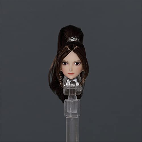 AMITD 1/12 Maßstab Weibliche Kopfskulptur,Anime Girl Pale Skin Head Carved for 6inch Seamless Action Figure Körper Collection (H) von AMITD