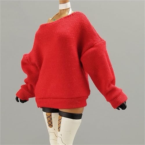 AMITD 1/12 Scale Female,Figure Doll Clothes Knit Sweatshirt Hoodie Shirt Costume for 6" Female Soldier Action Figure(Red) von AMITD