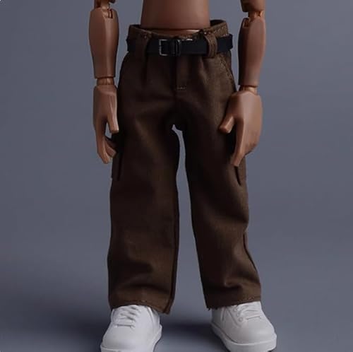 AMITD 1/12 Scale Male Clothes, Workwear Pants with Pockets Clothes for 6-inches Man Action Figure Body, 1/12 Man Action Figure Cargo Tactical Pants Trousers Clothing Costume (Long Coffee with Belt) von AMITD