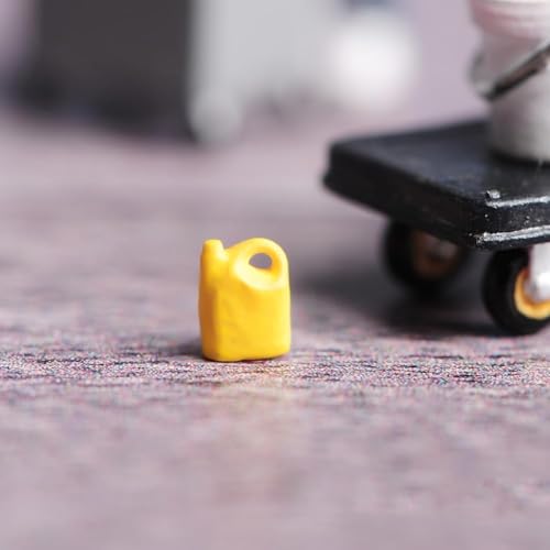 AMITD 1/18-1/87 Scale Miniature Scene Oil Can Decoration Accessory, Perfect for Model Cars, Trains & Dioramas, Dollhouse Miniature Oil Drum Accessory Furniture Toy Furnishing (Yellow 1/87) von AMITD