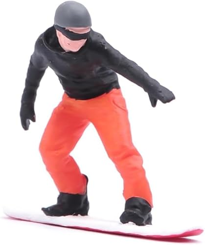 AMITD 1/18-1/87 Scale Snowboarding Man Figurine, Miniature Skier Sculpture, Skiing Man Figure in Dynamic Skiing Posture Model Decor, Perfect Collectible Figure for Skiing Lovers (Painted, 1/64) von AMITD
