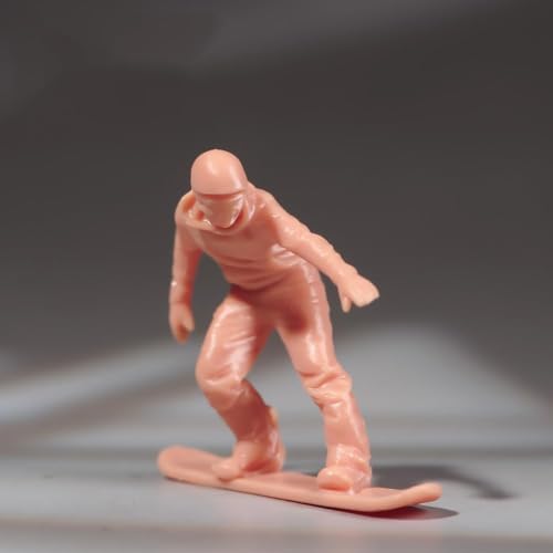 AMITD 1/18-1/87 Scale Snowboarding Man Figurine, Miniature Skier Sculpture, Skiing Man Figure in Dynamic Skiing Posture Model Decor, Perfect Collectible Figure for Skiing Lovers (Unpainted, 1/24) von AMITD