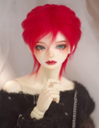 AMITD 1/3 1/4 1/6 BJD Doll Wig Short Straight Red Doll Hair Handmade Accessories (Doll not Included)(1/4) von AMITD