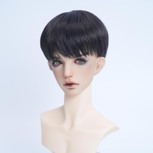 AMITD 1/3 1/4 1/6 BJD Dolls Wig Short Hair Cool BJD Replacement Straight Hair(Black,1/4) von AMITD