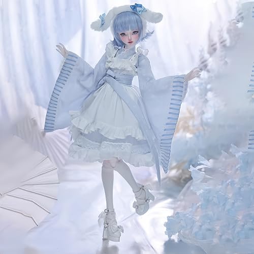 AMITD 1/4 BJD-Puppe, Anime-Kugelgelenkpuppe, SD-Puppe, Hartholz, Handgemalte Schminke, Dekoration für zu Hause und Geschenkset (D) von AMITD