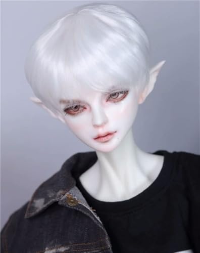 AMITD 1/4 Doll Wig - White, Soft, Handmade, Short Hair, Anime Elf Theme, Unisex, No Batteries Required AMITD 1/4 Doll Wig - White, Soft, Handmade, Short Hair, Anime Elf Theme, Unisex, No Batteries Required von AMITD