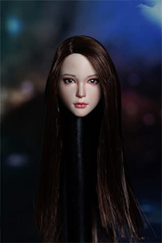 AMITD 1/6 Maßstab Asian Girl Pale Skin Planted Hair Kopfskulptur Carved for 12inch PH TBL JO Action Figure Körper Collection (C) von AMITD