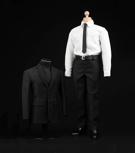 AMITD 1/6 Maßstab Male Clothes Men's Black Suit Coat Shirt Pant Shoes Outfit Clothing Accessory for 12inch Männliche Aktionsfigur (White) von AMITD