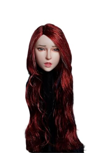 AMITD 1/6 Maßstab Weibliche Kopfskulptur,Asian Girl Red Hair Expression Kopfskulptur Carved for 12inch FeMännliche Aktionsfigur Körper (G) von AMITD
