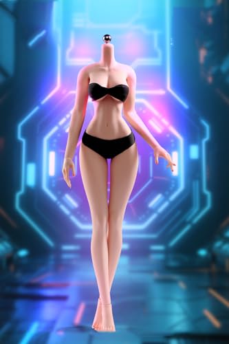 AMITD 1/6 Maßstab weiblicher Körper, 12inch Super Flexible Seamless Large Breast Pale Skin Figure Slender Waist Soft Miniature Action Figure Körper with Detachable Feet ﻿ von AMITD