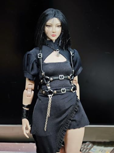 AMITD 1/6 Ratio of Women's Clothing ，Combat Suit Set, Ninja Suit Set,1 Black Dress+1 Leather Waist Accessory von AMITD