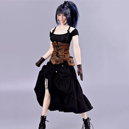 AMITD 1/6 Scale 12 Inches Female Figure Doll, Handmade Costume, Suspender Top+Long Skirt+Waist Seal+Waist Bag Outfit Set for Phicen,TBLeague JIAOU (Black) von AMITD