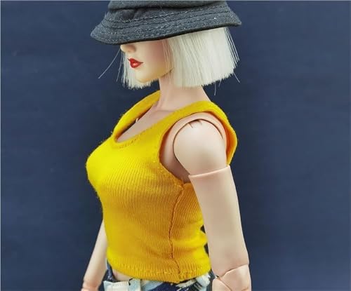AMITD 1/6 Scale Female,Figure Doll Clothes Knit Vest Sleeveless Shirt Costume for 12" Female Soldier Action Figure(Yellow) von AMITD