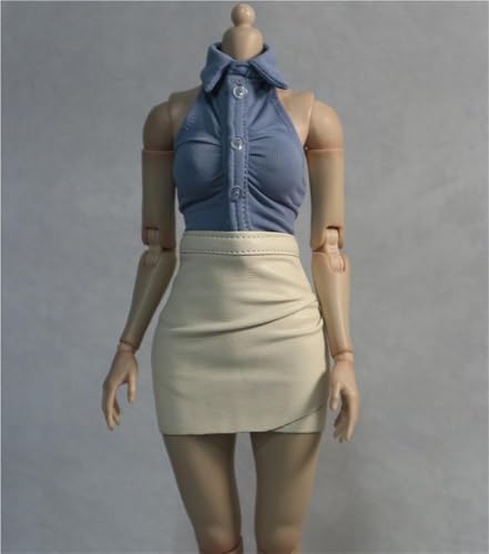 AMITD 1/6 Scale Female,Figure Doll Clothes Sleeveless Shirt Leather Skirt Costume for 12" Female Soldier Action Figure(White) von AMITD