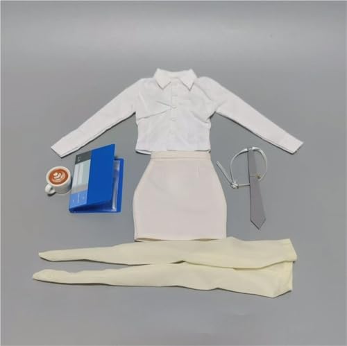AMITD 1/6 Scale Female,Figure Doll Clothes Uniform Shirt High Waist Skirt Tie Legging for 12" Soldier Action Figure(White) von AMITD