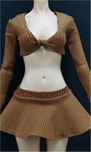 AMITD 1/6 Scale Female,Figure Doll Clothes V Neck Sweater Pleated Skirts Costume for 12" Female Soldier Action Figure(Brown) von AMITD