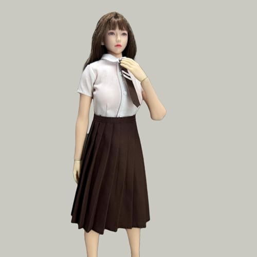 AMITD 1/6 Scale Female Clothes, Student JK Uniform School Girl Pleated Skirt Clothing for 12-inches Action Figure, 1/6 Girl Doll JK Uniform Costume Outfit Accessory (Navy, tie) von AMITD
