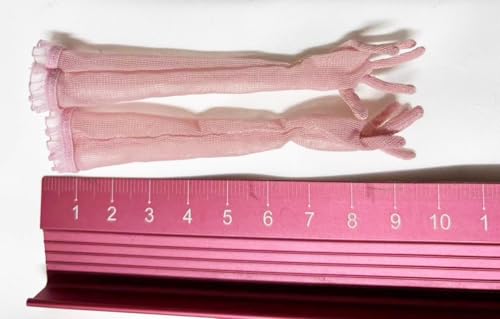 AMITD 1/6 Scale Female Clothes Gloves Decor for 12-inches Action Figure Body Doll, Wrist Wraps Figure Clothing Costume Accessory, 1/6 Girl Forearm Length Gloves with Lace Edge (Pink, Forearm Length) von AMITD