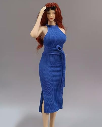 AMITD 1/6 Scale Female Clothes Wrap Hip Evening Gown Long Dress for 12-inches Action Figure Body Doll, Elegant & Gentle Female Tight-Fitting Skintight Dress Clothing Costume (deep Blue) von AMITD