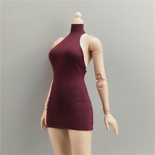 AMITD 1/6 Scale Female Soldier Figure Clothes Sleeveless High Neck Dress for 12" Movable Doll Miniatures Accessories(Red) von AMITD