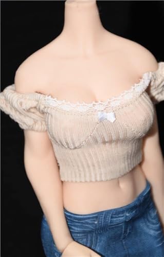 AMITD 1/6 Scale Female Soldier Model Figure Doll Clothes Short Sleeved Lace Knit Shirt for 12 Inch Movable Doll Action Figure Miniatures Accessories(Beige) von AMITD