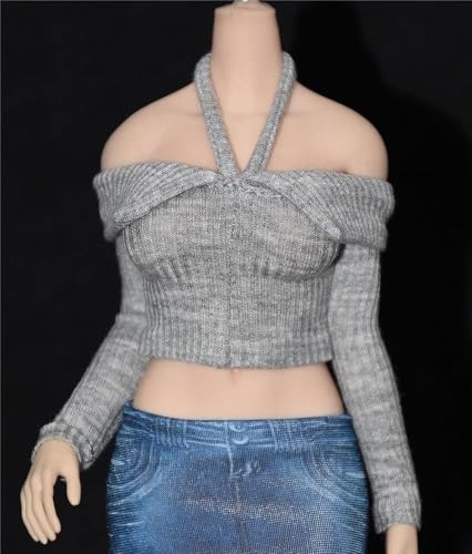 AMITD 1/6 Scale Female Soldier Model Figure Doll Clothes Sweaters Long Sleeve Knitted Shirt for 12 Inch Movable Doll Miniatures Accessories(Gray) von AMITD