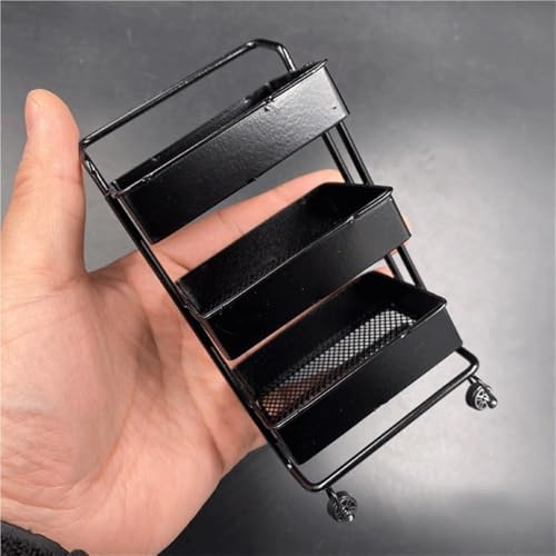 AMITD 1/6 Scale Figure Miniature Tool Cart Storage Rack Model Home Decoration for 12 inch Seamless Action Figure(Black) von AMITD